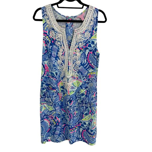 NWT Lilly Pulitzer Carlotta Stretch Shift Dress Blue Peri Pinch Pinch Print 10 - Picture 2 of 8